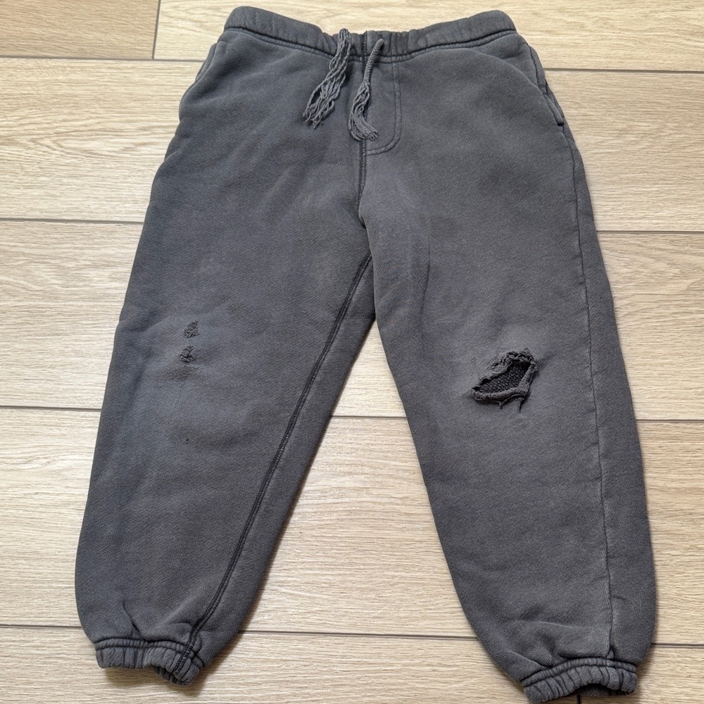 Elwood Kids Organic Cotton Distressed Joggers Sz 6/7 Streetwear Natural Trendy